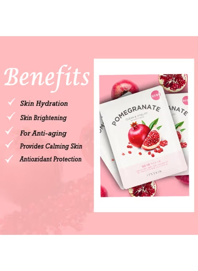 Its Skin It'S Skin The Fresh Clean & Vitality Mask Sheet Pomegranate 20g - Image 3